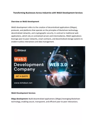 Transforming Businesses Across Industries with Web3 Development Services