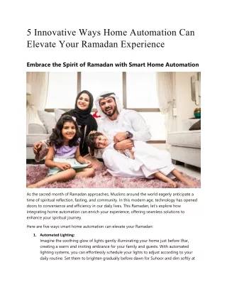 5 Innovative Ways Home Automation Can Elevate Your Ramadan Experience