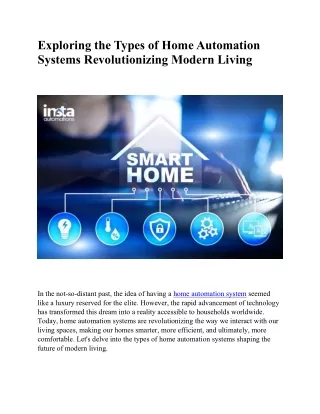 Exploring the Types of Home Automation Systems Revolutionizing Modern Living