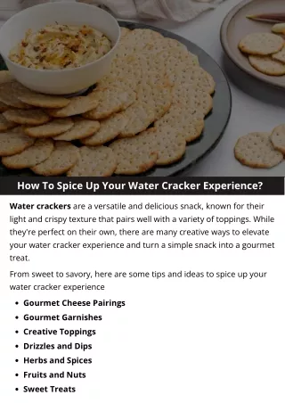How To Spice Up Your Water Cracker Experience?