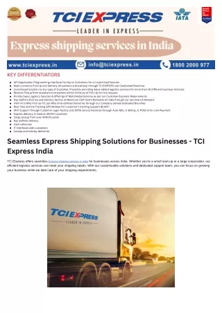 Express shipping services in India