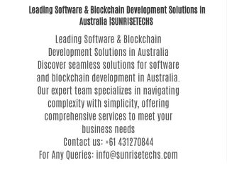 Leading Software & Blockchain Development Solutions in Australia |SUNRISETECHS