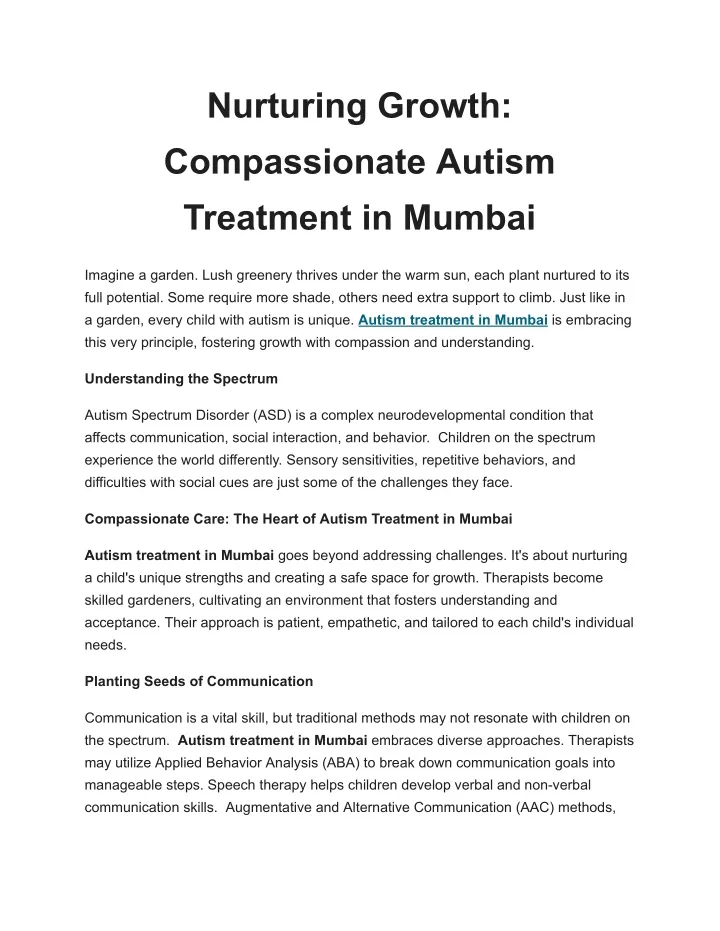 nurturing growth compassionate autism treatment