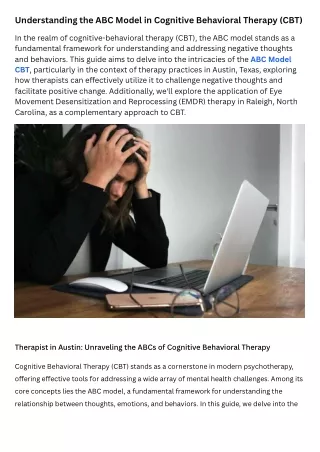 Understanding the ABC Model in Cognitive Behavioral Therapy (CBT)