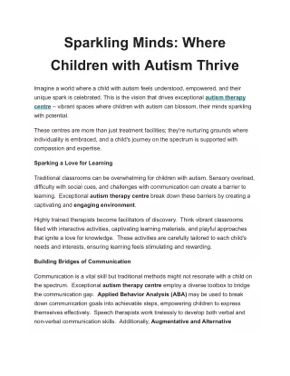 Empowering Through Therapy: Autism Therapy Centers"