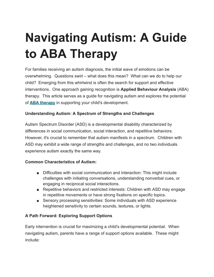 navigating autism a guide to aba therapy