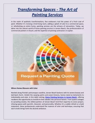 Transforming Spaces - The Art of Painting Services