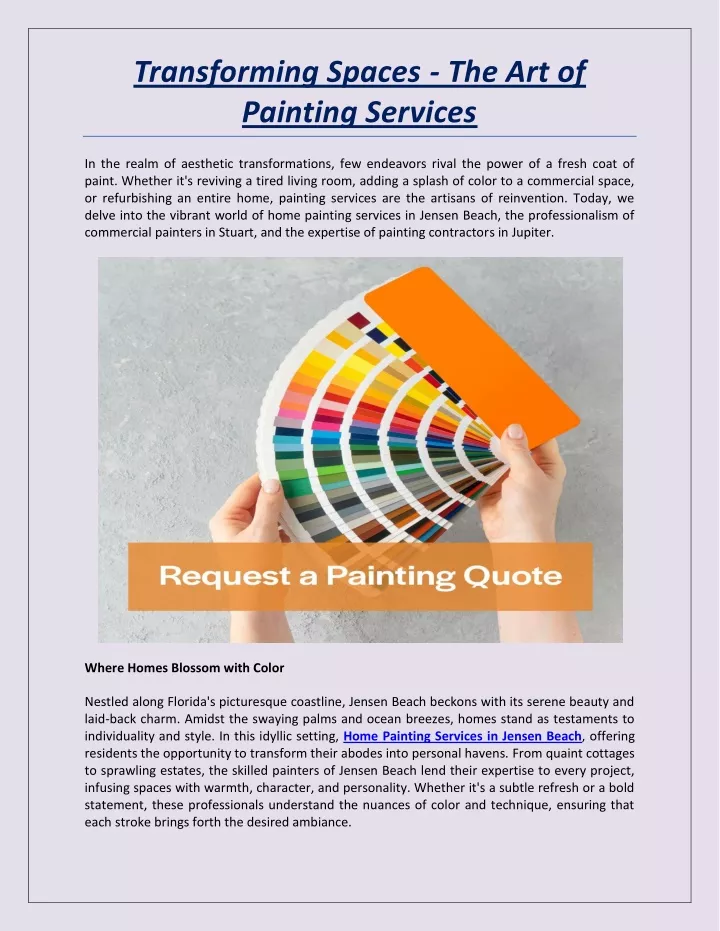transforming spaces the art of painting services