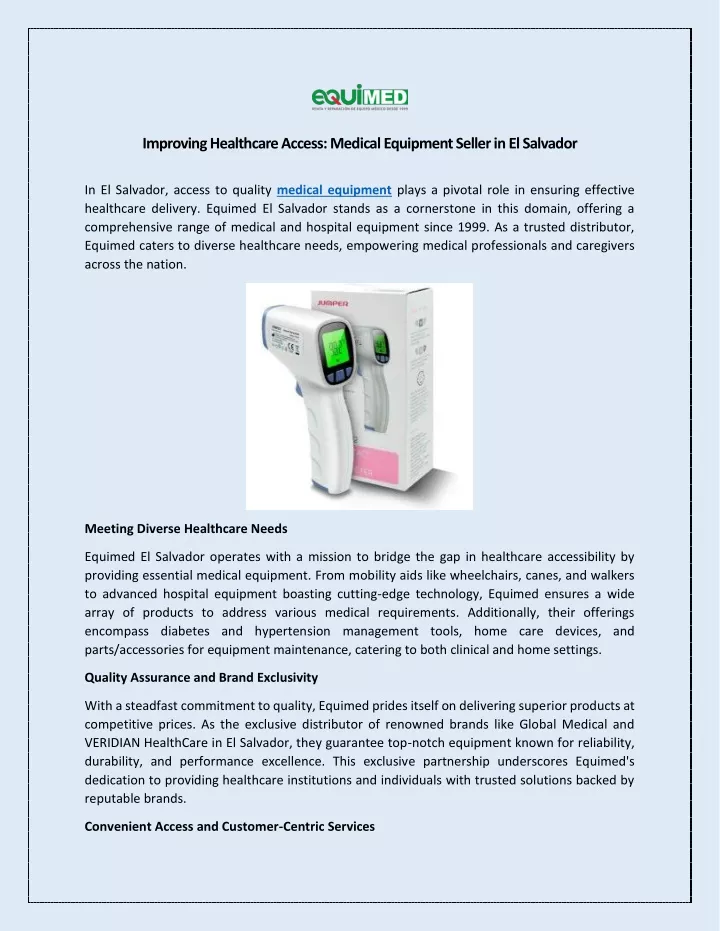 improving healthcare access medical equipment