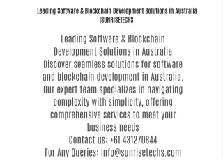 Leading Software & Blockchain Development Solutions in Australia |SUNRISETECHS