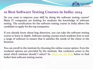 Unleash Your Potential: Explore 10 Advanced Software Testing Courses Online