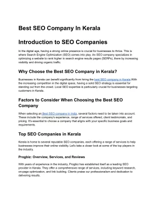 Best SEO Company in Kerala