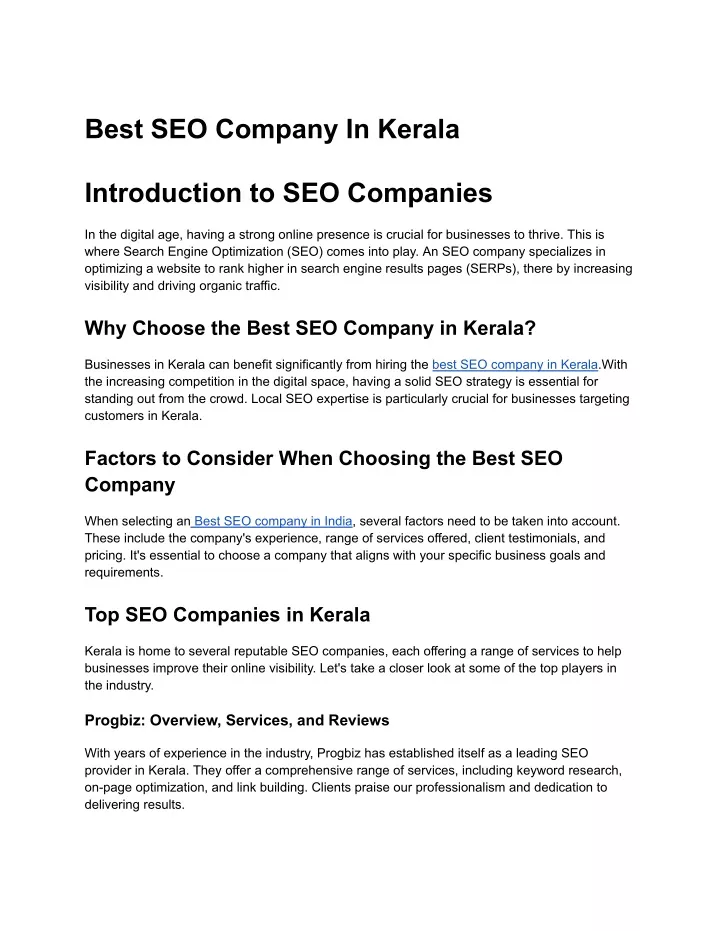 best seo company in kerala