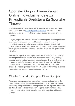Sportsko Grupno Financiranje_ Online Individualne Ideje Za Prikupljanje Sredstava Za Sportske Timove