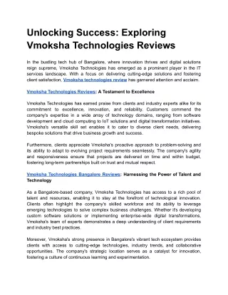 Unlocking Success_ Exploring Vmoksha Technologies Reviews (1)