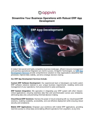 Streamline Your Business Operations with Robust ERP App Development