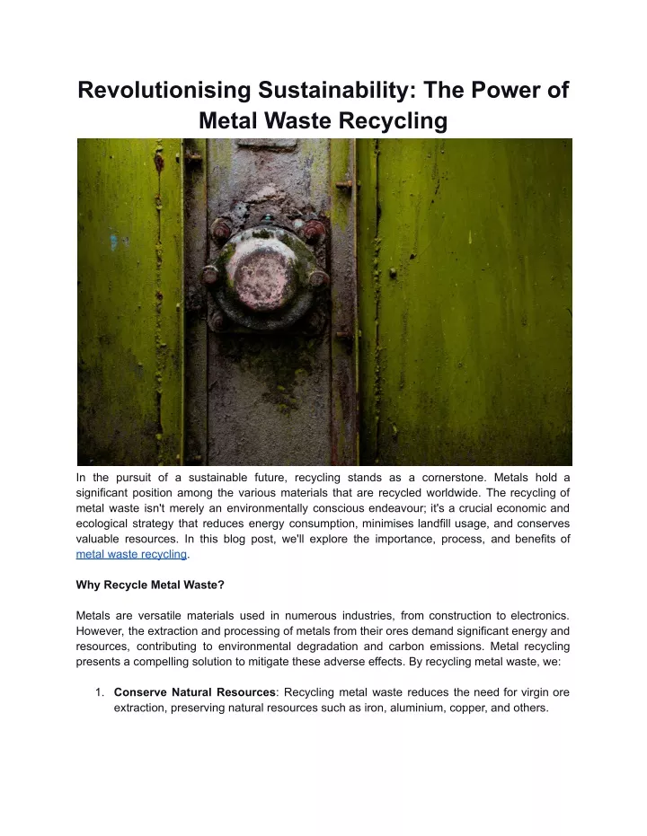 revolutionising sustainability the power of metal