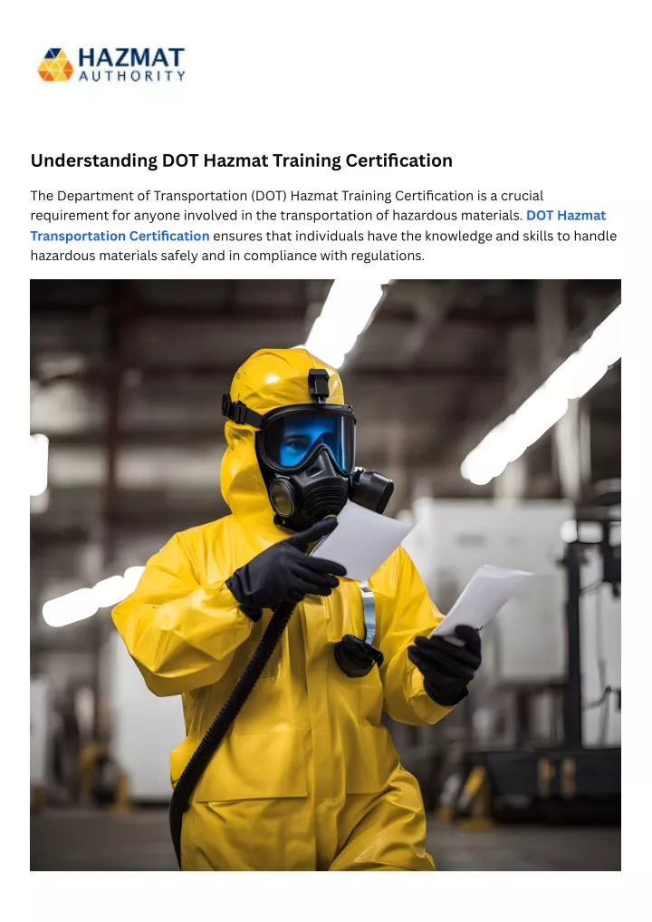 understanding dot hazmat training certification