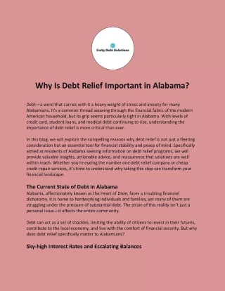 Why Is Debt Relief Important in Alabama?