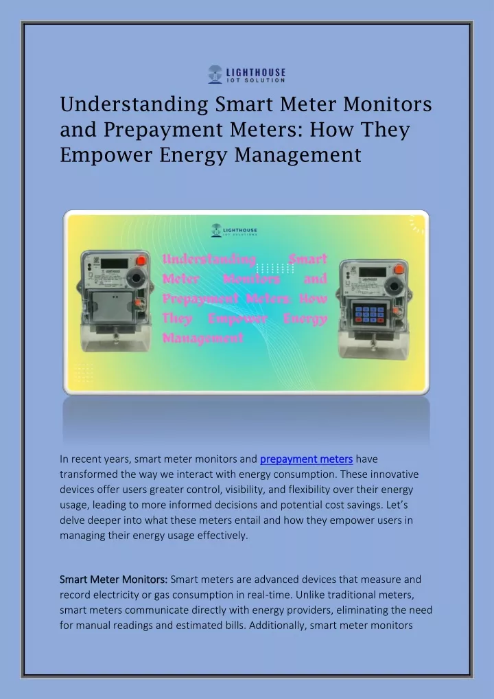 understanding smart meter monitors and prepayment