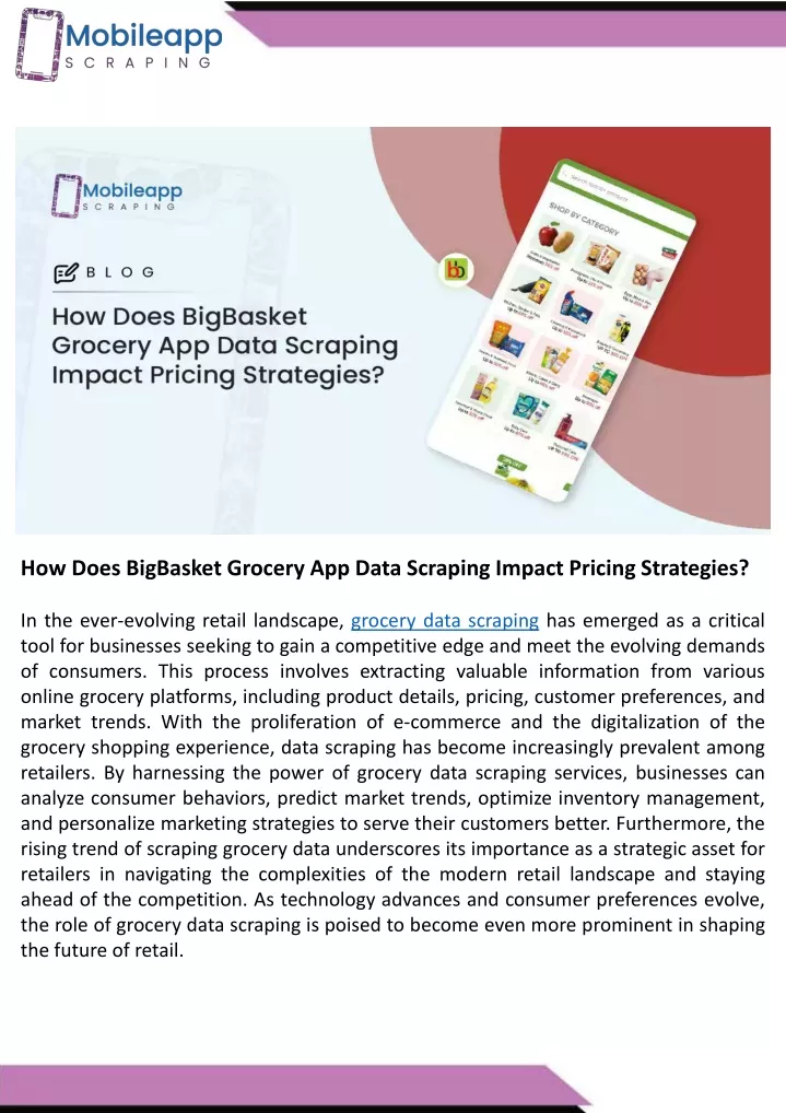 how does bigbasket grocery app data scraping