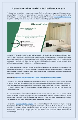 Professional Custom Mirror Installation Services for Enhanced Interiors