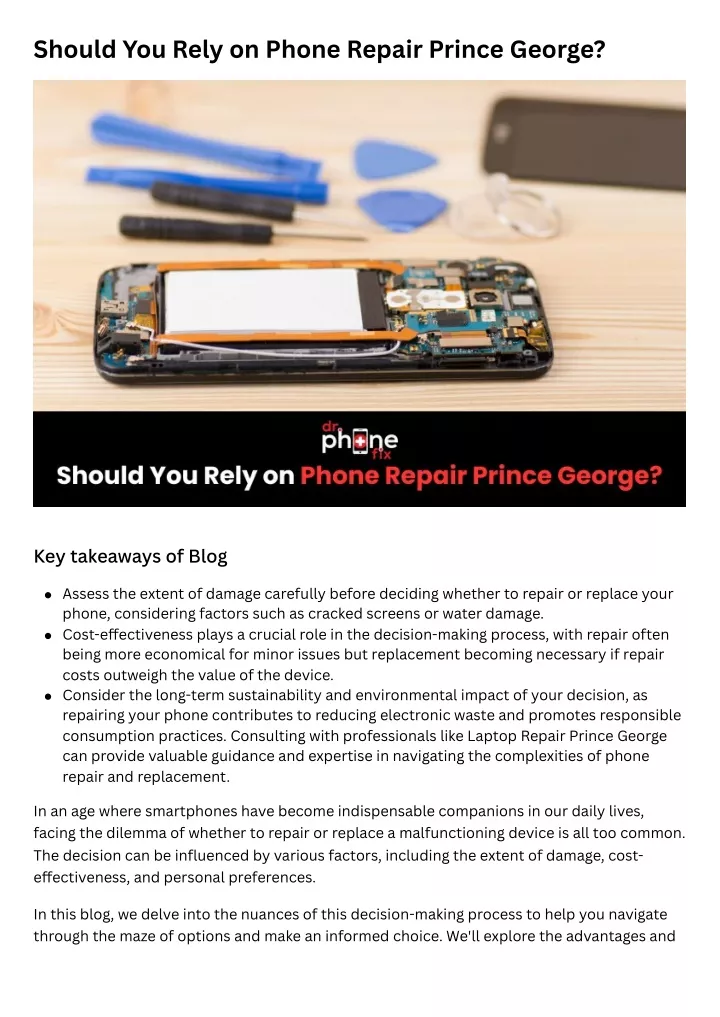 should you rely on phone repair prince george