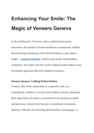 Enhancing Your Smile_ The Magic of Veneers Geneva