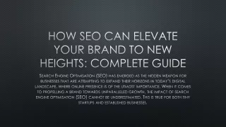 How SEO Can Elevate Your Brand to New Heights Complete Guide