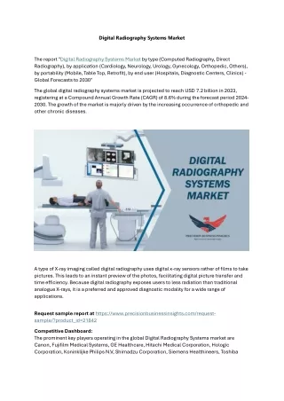 Digital Radiography Systems Market Trends And Growth Analysis 2024