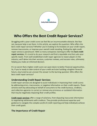 Who Offers the Best Credit Repair Services?