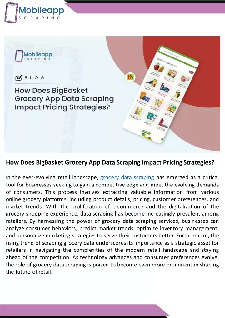 how does bigbasket grocery app data scraping