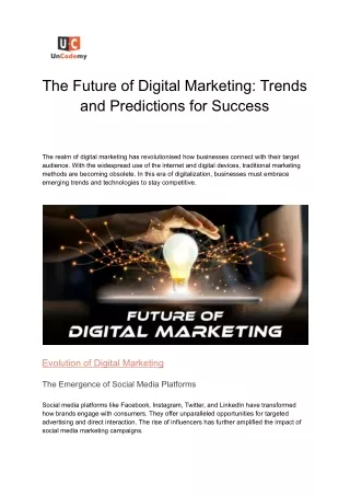 The Future of Digital Marketing: Trends and Predictions for Success