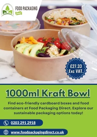1000ml Kraft Bowl (Base) – Food Packaging Direct