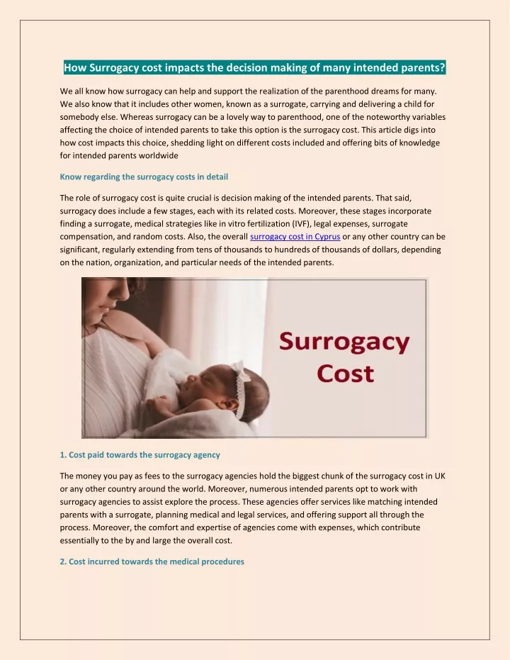 how surrogacy cost impacts the decision making