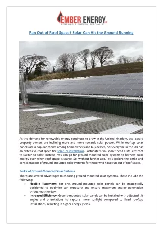 Solar PV Installation in the UK | Ground-Mounted Solar Systems | Ember Energy