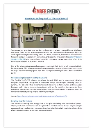 how does selling back to the grid work