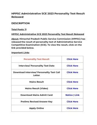 hppsc administrative sce 2023 personality test