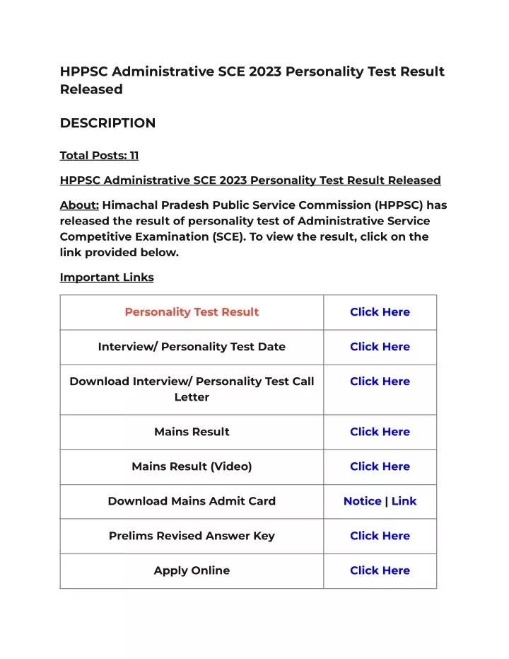 hppsc administrative sce 2023 personality test