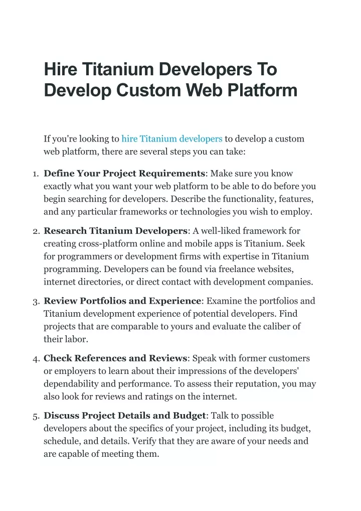 hire titanium developers to develop custom