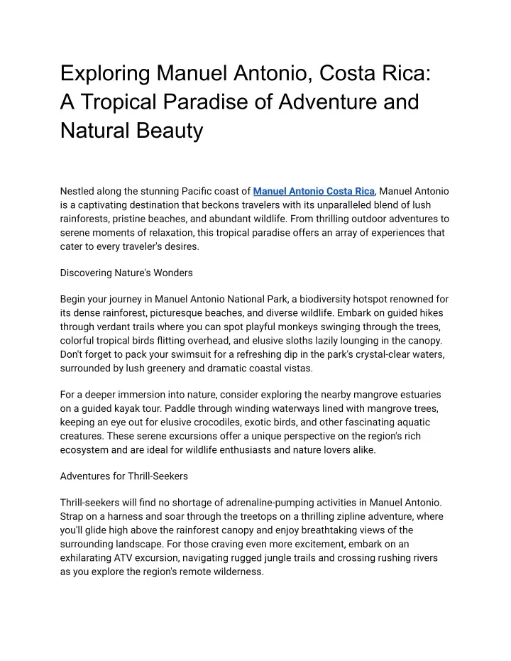 exploring manuel antonio costa rica a tropical