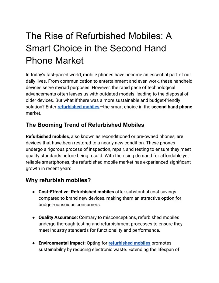 the rise of refurbished mobiles a smart choice