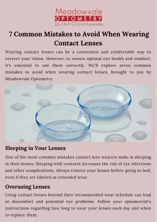 7 Common Mistakes to Avoid When Wearing Contact Lenses