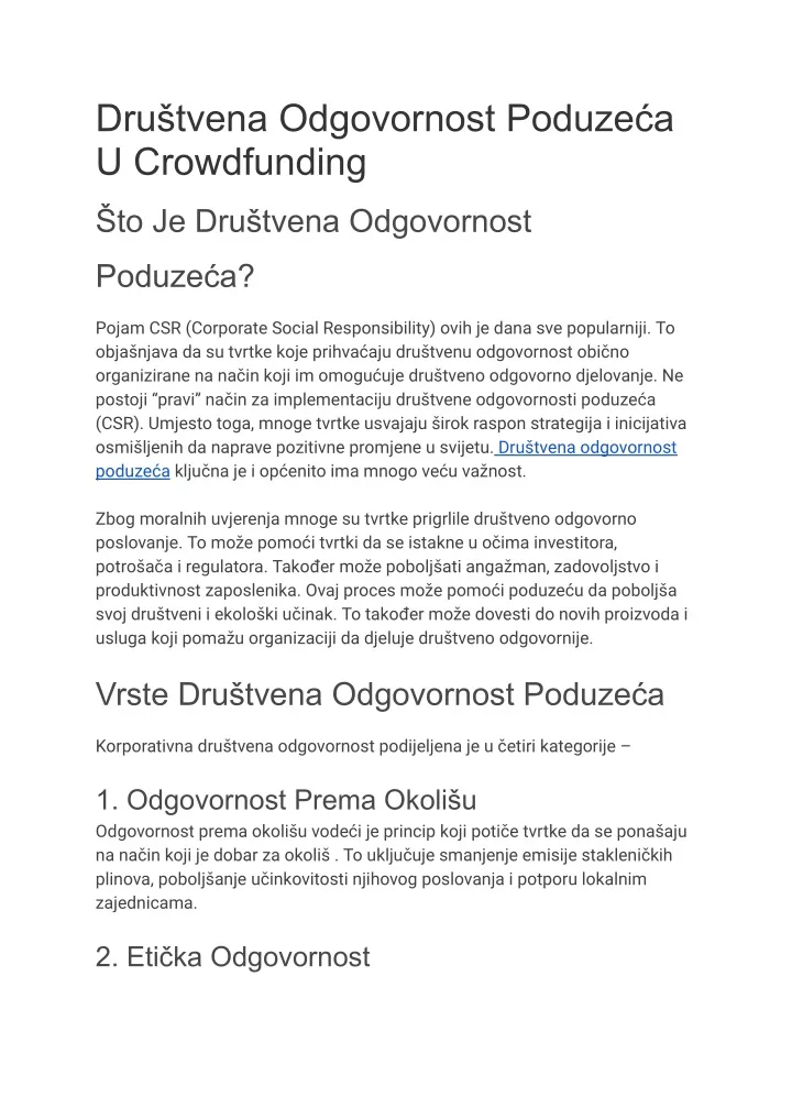 dru tvena odgovornost poduze a u crowdfunding