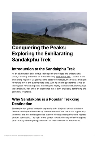Conquering the Peaks: Exploring the Exhilarating Sandakphu Trek