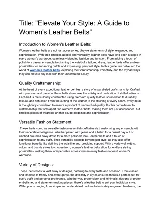 Title_ _Elevate Your Style_ A Guide to Women's Leather Belts_