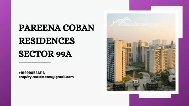 pareena coban residences sector 99a