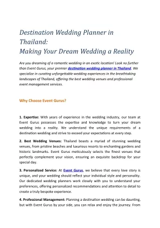 Destination Wedding Planner in Thailand april