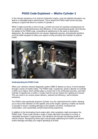 p0303 code explained misfire cylinder 3