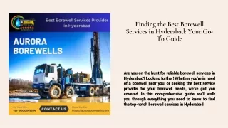 Finding the Best Borewell Services in Hyderabad Your Go-To Guide